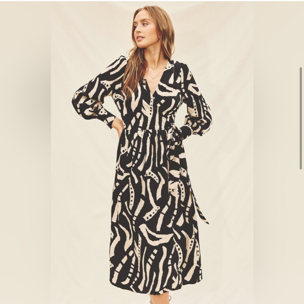 DRESS FORUM ABSTRACT PRINT WRAP DRESS - Picture 5 of 6